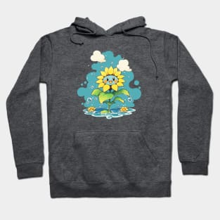 Cute sunflower under the rain Hoodie